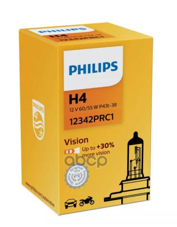299 р. Лампа Галогеновая H4 12V  6055W Philips Vision + 30%  P43t Original (12342Prc1) Philips арт. 12342PRC1  с доставкой в г. Кемерово. Увеличить фотографию 1