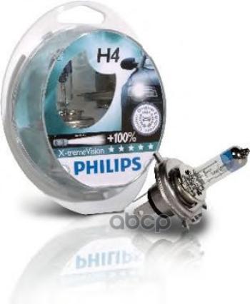 1 499 р. Лампа Галогеновая H4 12V  6055W Philips X-Treme Vision +100% P43t-38 (2 Шт.) Philips арт. 12342 XV S2*  с доставкой в г. Кемерово. Увеличить фотографию 1