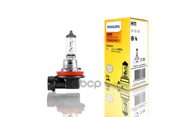 2 039 р. Лампа Галогеновая H11 12V  55W Philips Vision +30% Pgj19-2 Philips арт. 12362PRC1*  с доставкой в г. Кемерово. Увеличить фотографию 2