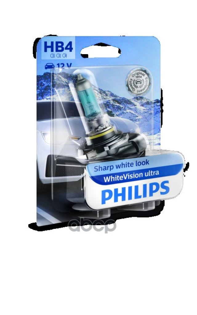 1 949 р. Лампа Галогеновая Hb4 12V  55W Philips Whitevision Ultra 4200K P22d Original (9006Wvub1) Philips арт. 9006WVUB1  с доставкой в г. Кемерово