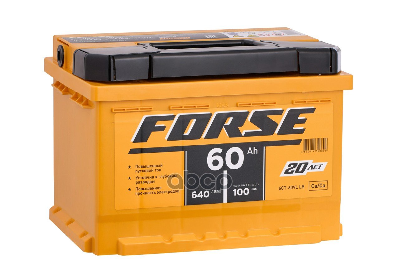 8 299 р. Аккумулятор  60 Forse Прямая Полярность (Низкий) FORSE арт. 560 109 050  с доставкой в г. Кемерово