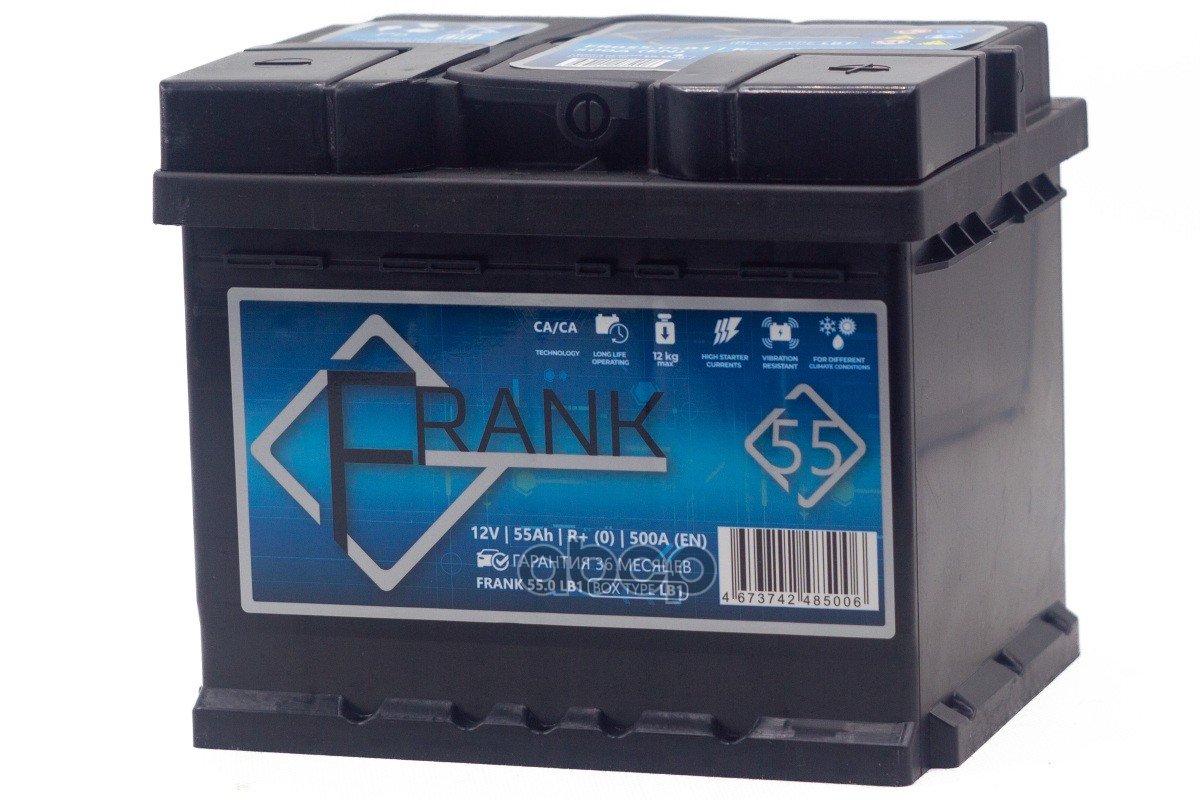 7 349 р. Аккумулятор  55 Frank Обратная Полярность (Низкий) FRANK арт. FR055.0LB1  с доставкой в г. Кемерово
