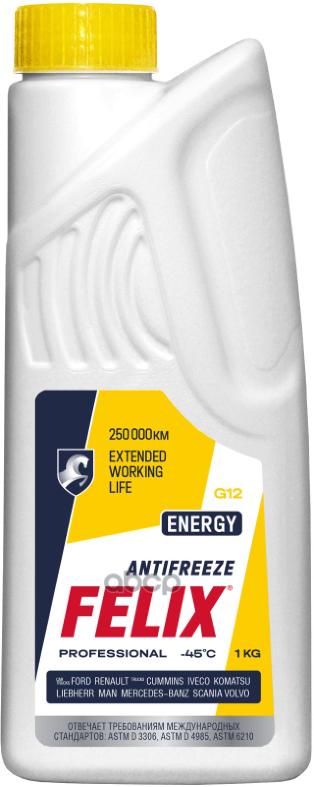 339 р. Антифриз Felix Energy G12+ Тосол-Синтез (1Кг) -45*С (Желтый) (430206026) Felix арт. 430206026  с доставкой в г. Кемерово