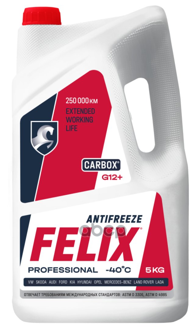 1 339 р. Антифриз Felix Сarbox G12+ Тосол-Синтез ( 5Кг) -40*С (Красный) (430206033) Felix арт. 430206033  с доставкой в г. Кемерово