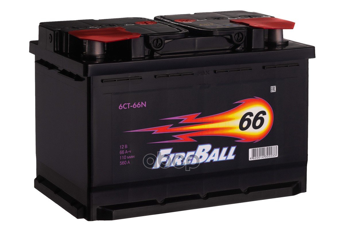 6 799 р. Аккумулятор  66 Fire Ball Прямая Полярность FireBall арт. 566 111 020  с доставкой в г. Кемерово
