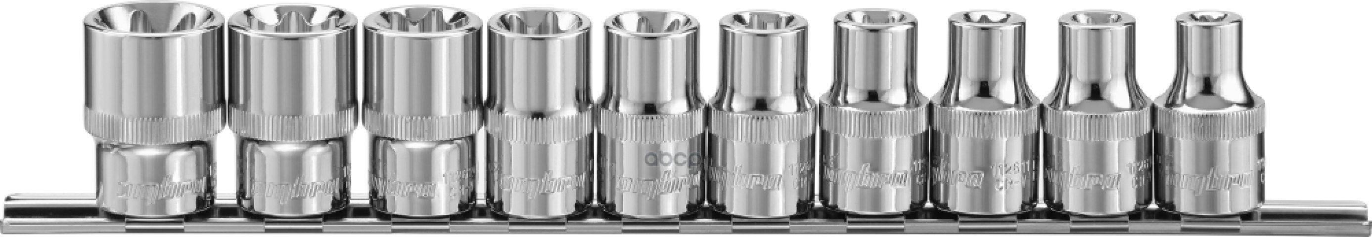 1 779 р. Набор Головок Torx 12(10 Предм. E8-E24) Ombra Рельс (912610) OMBRA арт. 912610  с доставкой в г. Кемерово