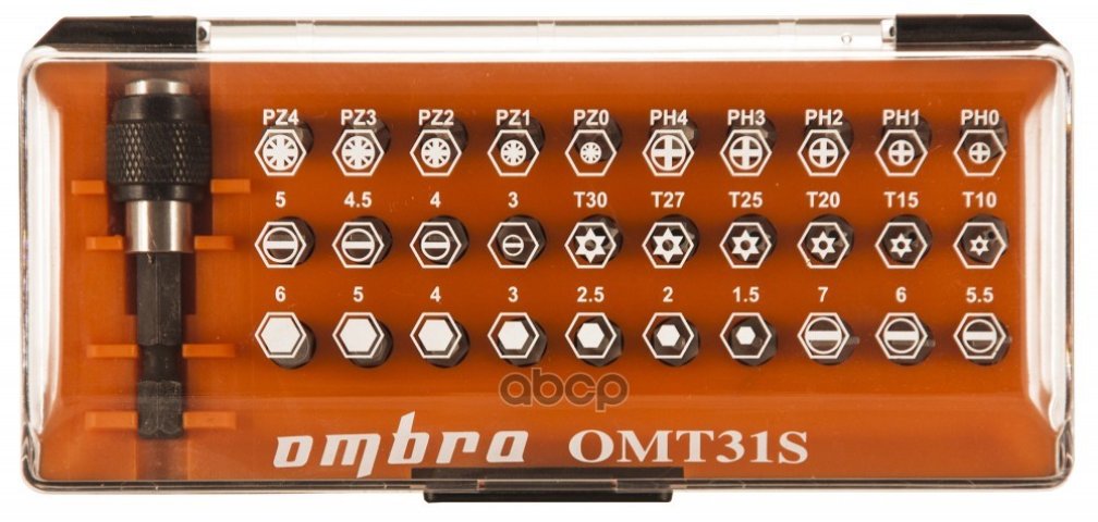 1 799 р. Набор Бит 31 Предм. Hex, Torx, Ph, Pz, Sl Ombra (Omt31s) OMBRA арт. OMT31S  с доставкой в г. Кемерово