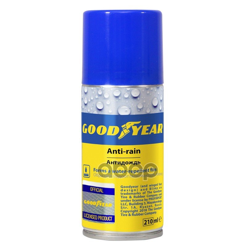 280 р. Очиститель Стекол Goodyear Антидождь (210 Мл.) Аэроз. (Gy000708) GOODYEAR арт. GY000708  с доставкой в г. Кемерово