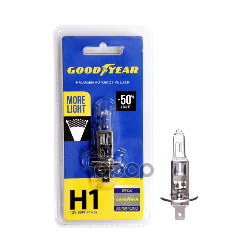 329 р. Лампа Галогеновая H1 12V  55W Goodyear More Light P14.5s (Блистер) (Gy011125) GOODYEAR арт. GY011125  с доставкой в г. Кемерово