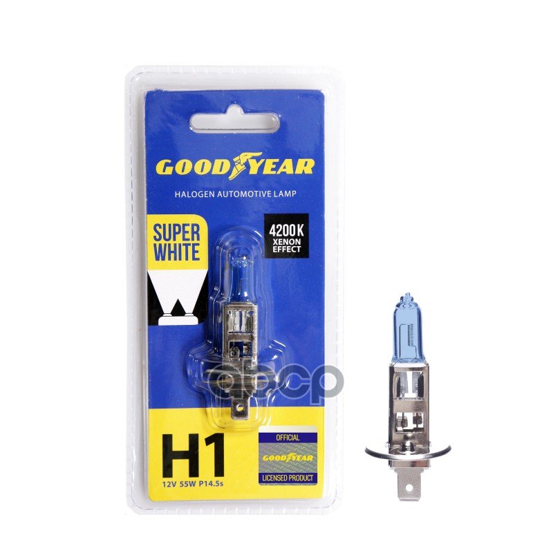 329 р. Лампа Галогеновая H1 12V  55W Goodyear Super White P14.5s (Блистер) (Gy011127) GOODYEAR арт. GY011127  с доставкой в г. Кемерово