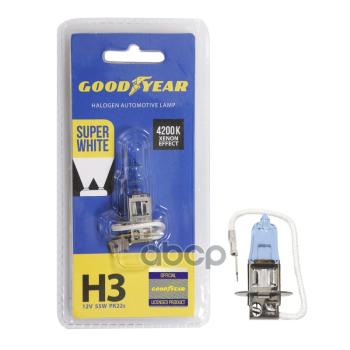 285 р. Лампа Галогеновая H3 12V  55W Goodyear Super White Pк22s (Блистер) (Gy013127) GOODYEAR арт. GY013127  с доставкой в г. Кемерово. Увеличить фотографию 1