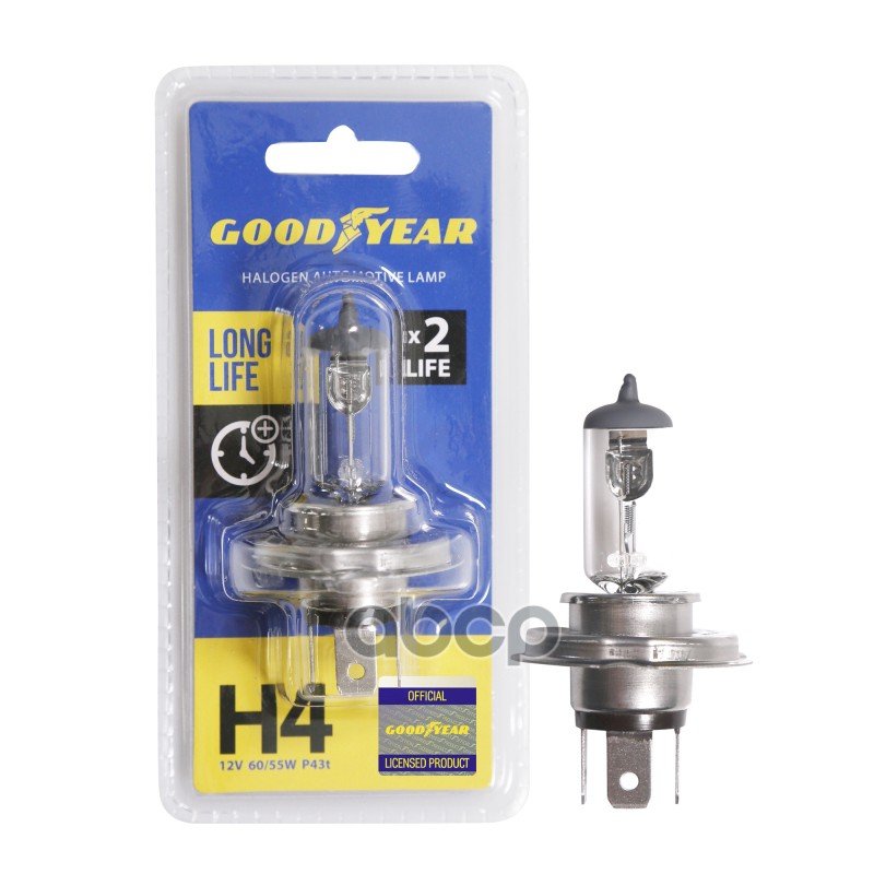 429 р. Лампа Галогеновая H4 12V  6055W Goodyear Long Life P43t (Блистер) (Gy014123) GOODYEAR арт. GY014123  с доставкой в г. Кемерово