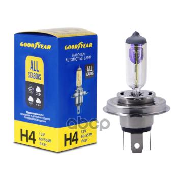 529 р. Лампа Галогеновая H4 12V  6055W Goodyear All Seasons P43t (Gy014128) GOODYEAR арт. GY014128  с доставкой в г. Кемерово. Увеличить фотографию 1