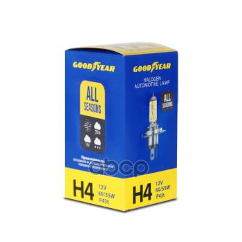 529 р. Лампа Галогеновая H4 12V  6055W Goodyear All Seasons P43t (Gy014128) GOODYEAR арт. GY014128  с доставкой в г. Кемерово. Увеличить фотографию 4
