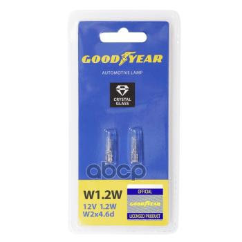 78 р. Лампа 12 V   1.2 W Goodyear (Приборная Панель) Без Цоколя W2*4.6D (Блистер 2Шт) (Gy015202) GOODYEAR арт. GY015202  с доставкой в г. Кемерово. Увеличить фотографию 1