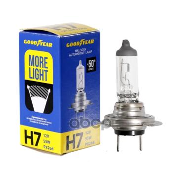 399 р. Лампа Галогеновая H7 12V  55W Goodyear More Light Px26d (Gy017124) GOODYEAR арт. GY017124  с доставкой в г. Кемерово. Увеличить фотографию 1