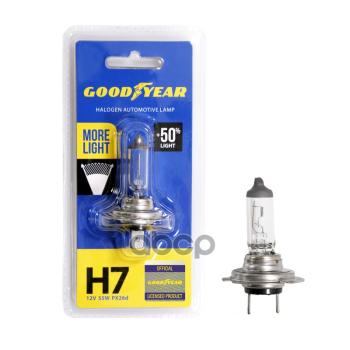 459 р. Лампа Галогеновая H7 12V  55W Goodyear More Light Px26d (Блистер) (Gy017125) GOODYEAR арт. GY017125  с доставкой в г. Кемерово. Увеличить фотографию 1