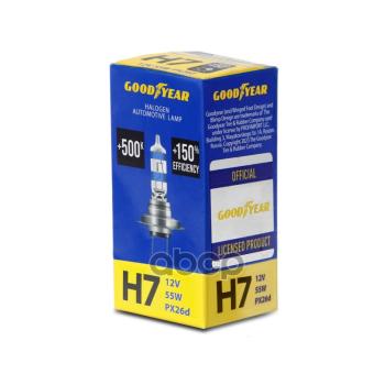 439 р. Лампа Галогеновая H7 12V  55W Goodyear Premium +150% Px26d (Gy017150) GOODYEAR арт. GY017150  с доставкой в г. Кемерово. Увеличить фотографию 4