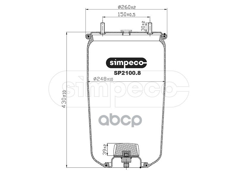 5 189 р. ППодушка 940Mb Bpw(Без Стакана) SIMPECO арт. SP21008010  с доставкой в г. Кемерово