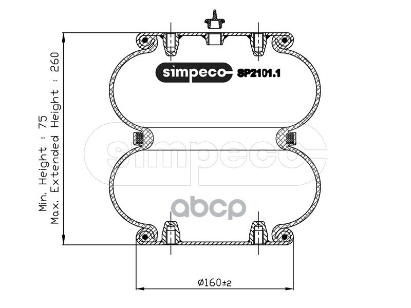 3 649 р. ППодушка 895N  (В Сборе С Двумя Отверстиями Перпендикулярно) SIMPECO арт. SP21011022  с доставкой в г. Кемерово