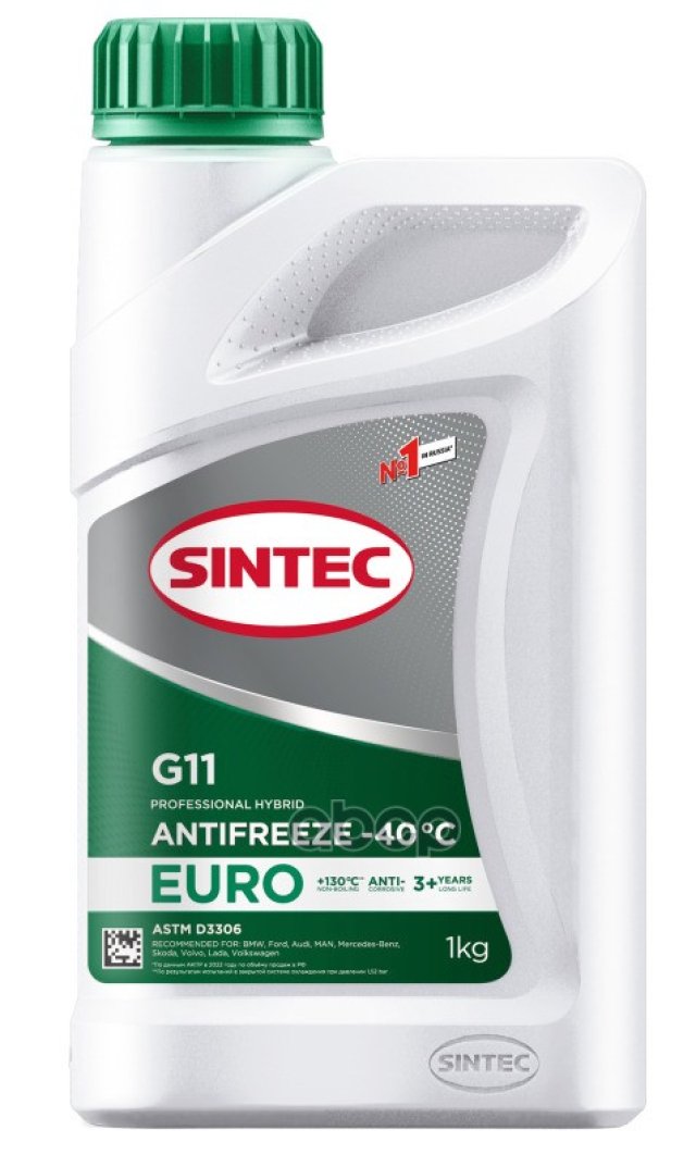 252 р. Антифриз Sintec Euro G11   (1 Кг) -40*С (Зелёный) (990553) SINTEC арт. 990553  с доставкой в г. Кемерово