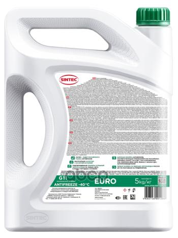 1 059 р. Антифриз Sintec Euro G11   (5 Кг) -40*С (Зелёный) (990554) SINTEC арт. 990554  с доставкой в г. Кемерово. Увеличить фотографию 8