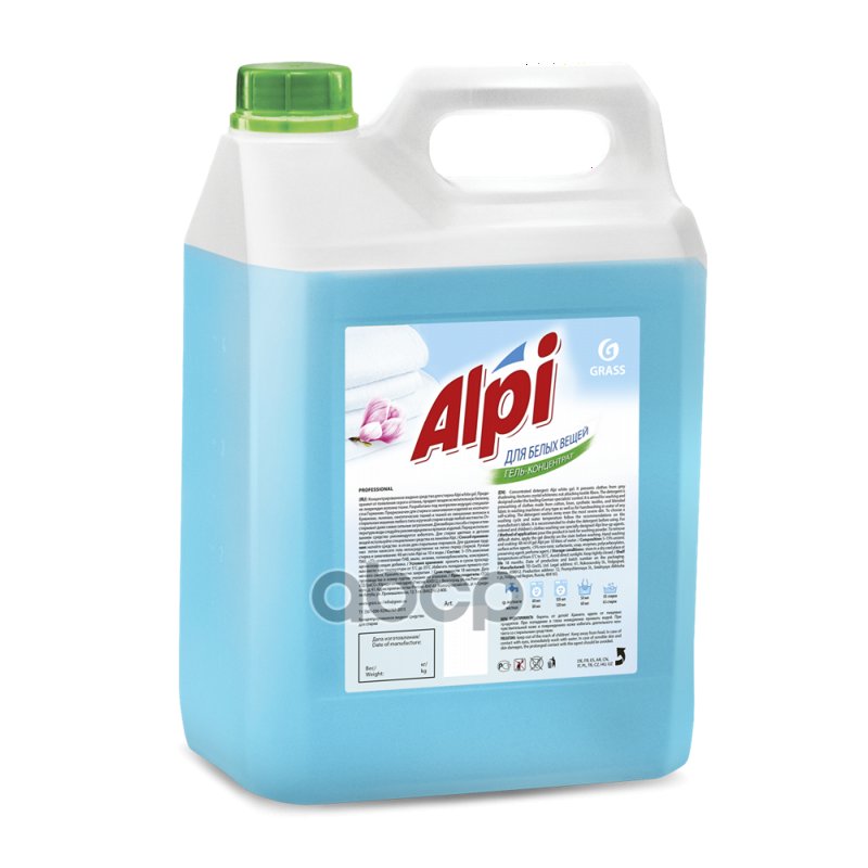 1 889 р. Средство Для Стирки Grass Alpi White Gel (5 Кг) Для Белых Вещей, Гель-Концентрат GraSS арт. 125187  с доставкой в г. Кемерово