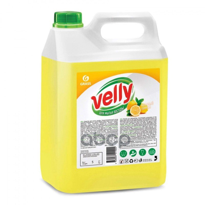 849 р. Средство Для Мытья Посуды Grass Velly (5 Кг.) Лимон, Канистра (125428) GraSS арт. 125428  с доставкой в г. Кемерово