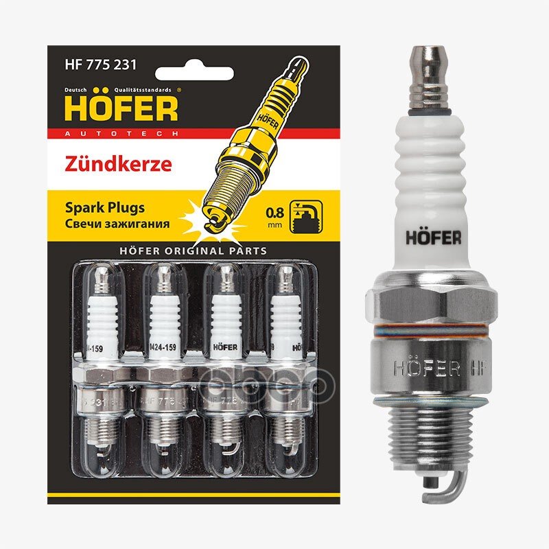 399 р. Свеча Hofer Hf 775 231 Для АМ Газ,Уаз Дв.402,410 (0,8Мм, R) (Блистер,К-Кт, 4Шт.) (Hf 775 231) HOFER арт. HF 775 231  с доставкой в г. Кемерово