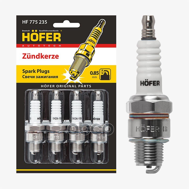 399 р. Свеча Hofer Hf 775 235 Для АМ Газ, Уаз, Зил (Блистер,К-Кт, 4Шт.) (Hf 775 235) HOFER арт. HF 775 235  с доставкой в г. Кемерово