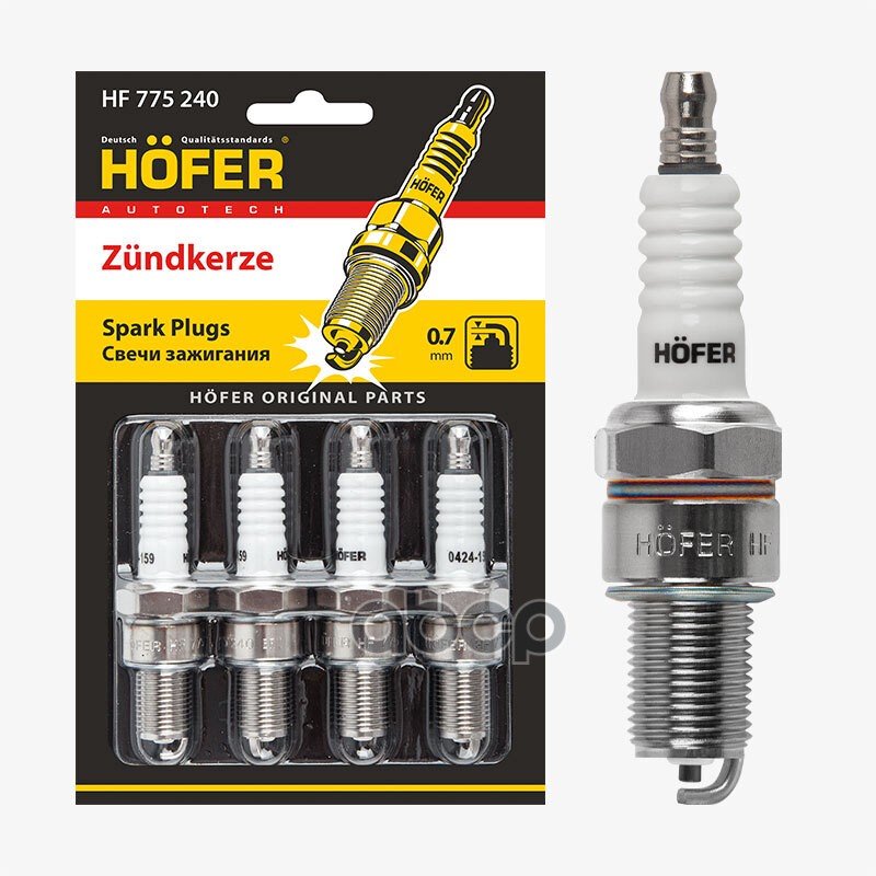 429 р. Свеча Hofer Hf 775 240 Для АМ Газ 3110,3302,2752 Дв.406 (0,7Мм, R, Cu) (К-Кт,4 Шт.) (Hf 775 240) HOFER арт. HF 775 240  с доставкой в г. Кемерово