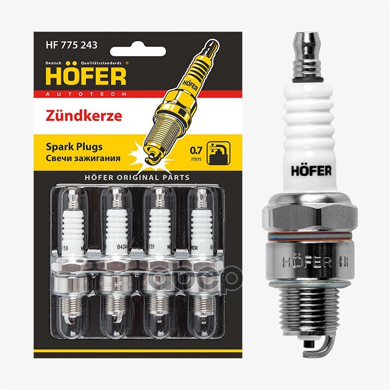 399 р. Свеча Hofer Hf 775 243 Для АМ Газ 3110,3302, Дв.402 (0,7Мм) (К-Кт,4 Шт.) (A-Line18N15ycy) HOFER арт. HF 775 243  с доставкой в г. Кемерово