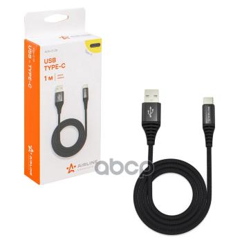 299 р. Кабель Для Зарядки Airline Usb Type-C, Неилоновая Оплетка AIRLINE арт. ACH-C-25  с доставкой в г. Кемерово. Увеличить фотографию 3