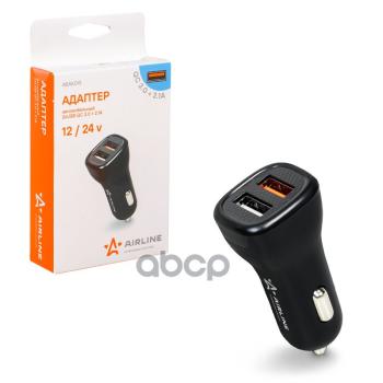 549 р. Зарядное Устройство Airline 1 Usb Qc 3.0 1224В В Прикуриватель (Aeak015) AIRLINE арт. AEAK015  с доставкой в г. Кемерово. Увеличить фотографию 2