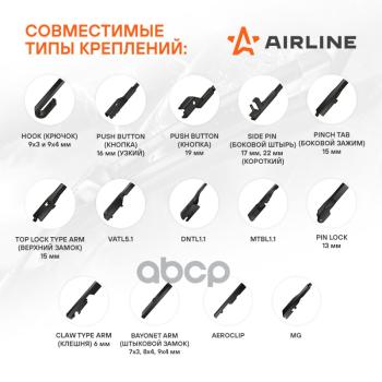 579 р. Щетка Стеклоочистителя 430 Мм17 Бескаркасная Pro Airline (1 Шт.) 10 Адаптеров (Awb-Bk-430) AIRLINE арт. AWB-BK-430  с доставкой в г. Кемерово. Увеличить фотографию 2