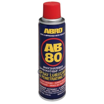 399 р. Смазка Универсальная Abro Ab 80 Проникающая (210 Мл) Аэрозоль, С Тефлоном ABRO арт. AB-80-210  с доставкой в г. Кемерово. Увеличить фотографию 2