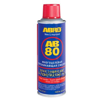 399 р. Смазка Универсальная Abro Ab 80 Проникающая (210 Мл) Аэрозоль, С Тефлоном ABRO арт. AB-80-210  с доставкой в г. Кемерово. Увеличить фотографию 1