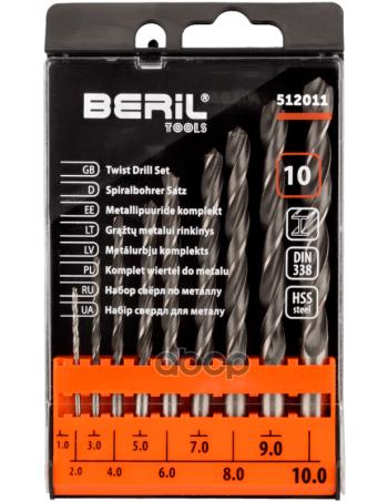 319 р. Набор Сверл По Металлу 10 Шт. (1-10 Мм) Пласт. Футляр Beril (512011) BERiL TOOLS арт. 512011  с доставкой в г. Кемерово. Увеличить фотографию 1