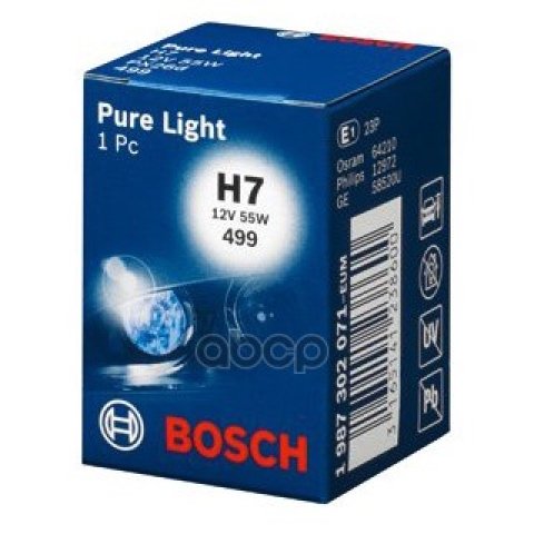 369 р. Лампа Галогеновая H7 12V  55W Bosch Purelight Px26d (1987302071) Bosch арт. 1987302071  с доставкой в г. Кемерово