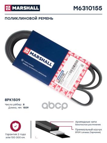 1 319 р. Ремень 8Pk1509 (Rvi 8Pk1511) MARSHALL арт. M6310155  с доставкой в г. Кемерово. Увеличить фотографию 1