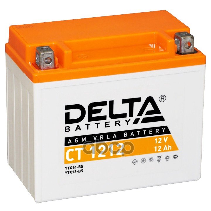3 069 р. Аккумулятор  12V - 12 АЧ Delta Ct (Ytx14-Bs, Ytx12-Bs) DELTA battery арт. CT 1212  с доставкой в г. Кемерово