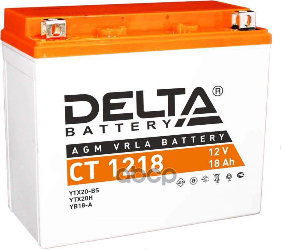 6 499 р. Аккумулятор  12V - 20 АЧ Delta Ct (Ytx20-Bs, Ytx20h, Yb16-B-Cx, Yb16-B, Yb18-A) DELTA battery арт. CT 1218  с доставкой в г. Кемерово