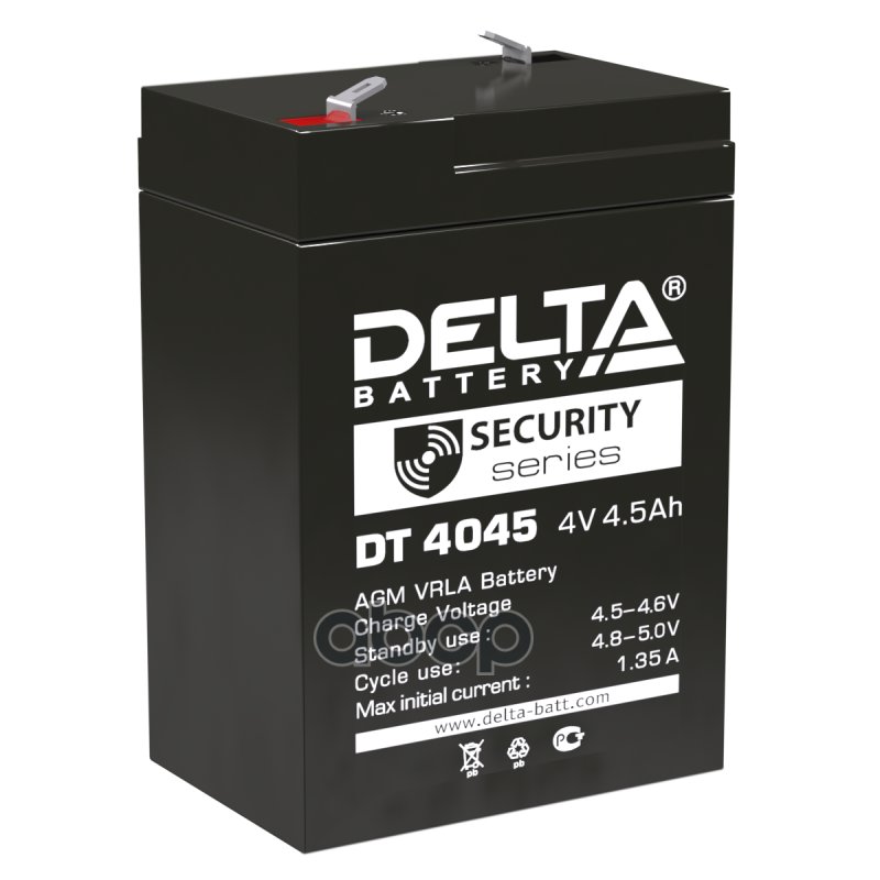869 р. Аккумулятор   4V -  4,5  АЧ Delta Dt DELTA battery арт. DT 4045  с доставкой в г. Кемерово