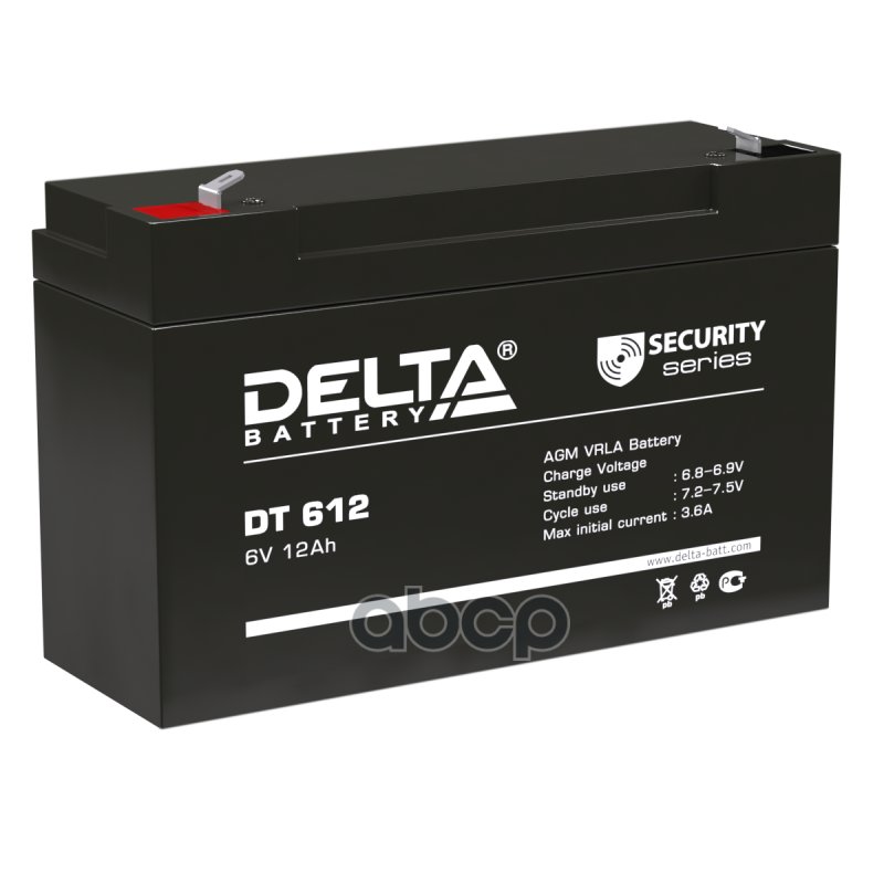 1 499 р. Аккумулятор   6V - 12 АЧ Delta Dt DELTA battery арт. DT 612  с доставкой в г. Кемерово