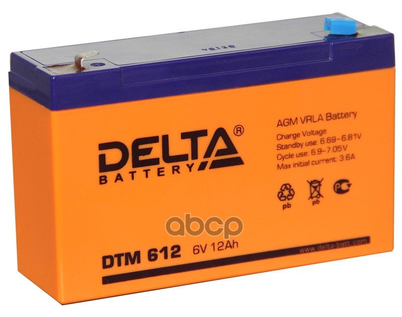 2 299 р. Аккумулятор   6V - 12 АЧ Delta Dtm DELTA battery арт. DTM 612  с доставкой в г. Кемерово