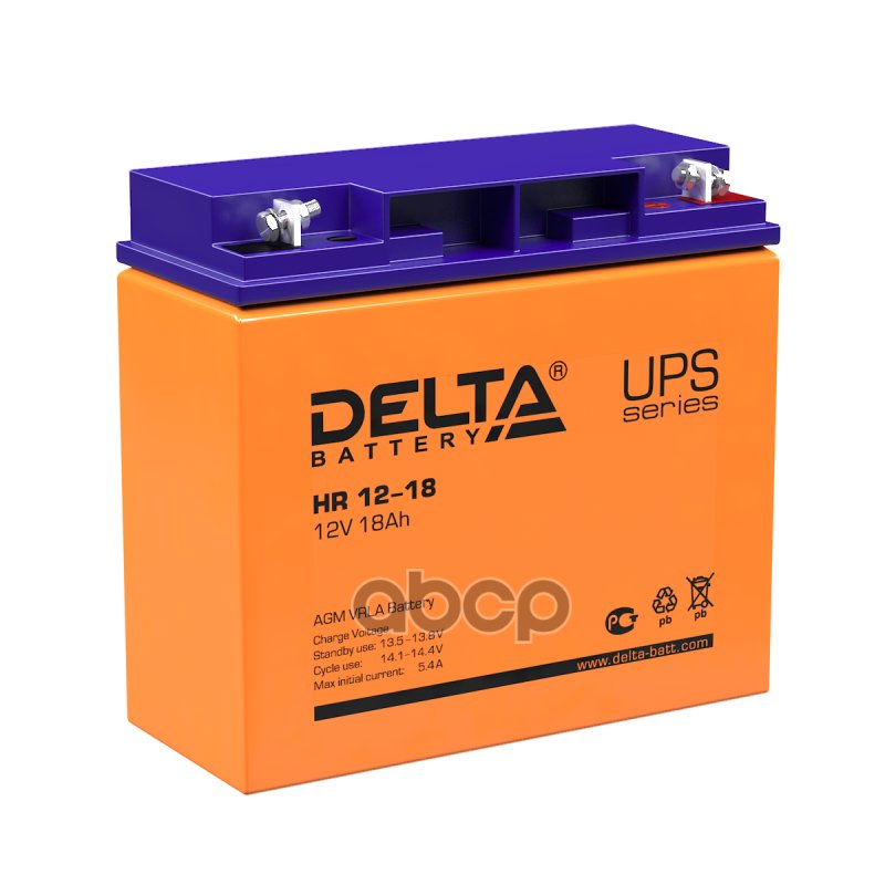 6 999 р. Аккумулятор  12V - 18 АЧ Delta Hr DELTA battery арт. HR 12-18  с доставкой в г. Кемерово