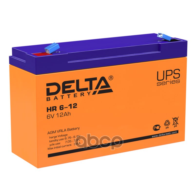 2 299 р. Аккумулятор   6V - 12 АЧ Delta Hr DELTA battery арт. HR 6-12  с доставкой в г. Кемерово
