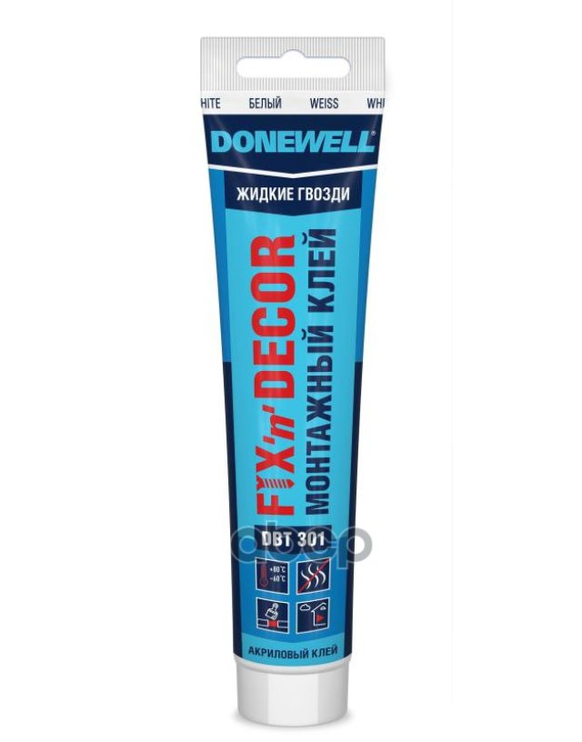 106 р. Клей Монтажный Donewell Fix-N-Decor (85 Мл) На Акриловой Основе, Морозостойкий, Белый DONEWELL арт. DBT-301  с доставкой в г. Кемерово
