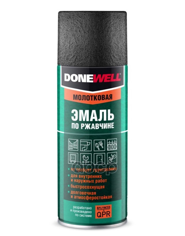 264 р. Краска-Спрей Donewell Молотковая, По Ржавчине (3 В 1) Серебристо-Черная (520Мл) (Dw-3013) DONEWELL арт. DW-3013  с доставкой в г. Кемерово