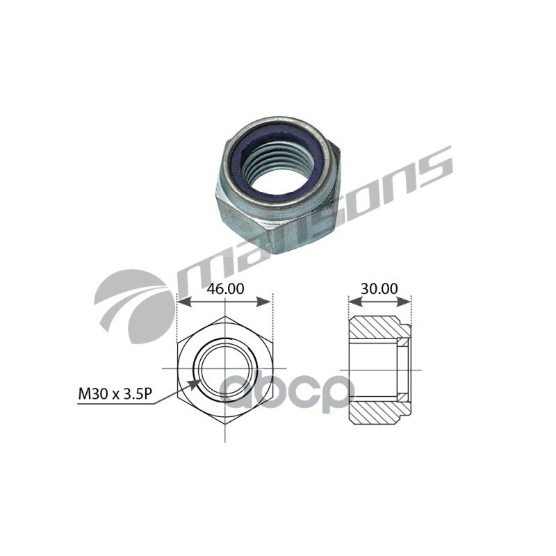 399 р. Гайка M30*3.5 H=30 Mansons арт. NLN117  с доставкой в г. Кемерово